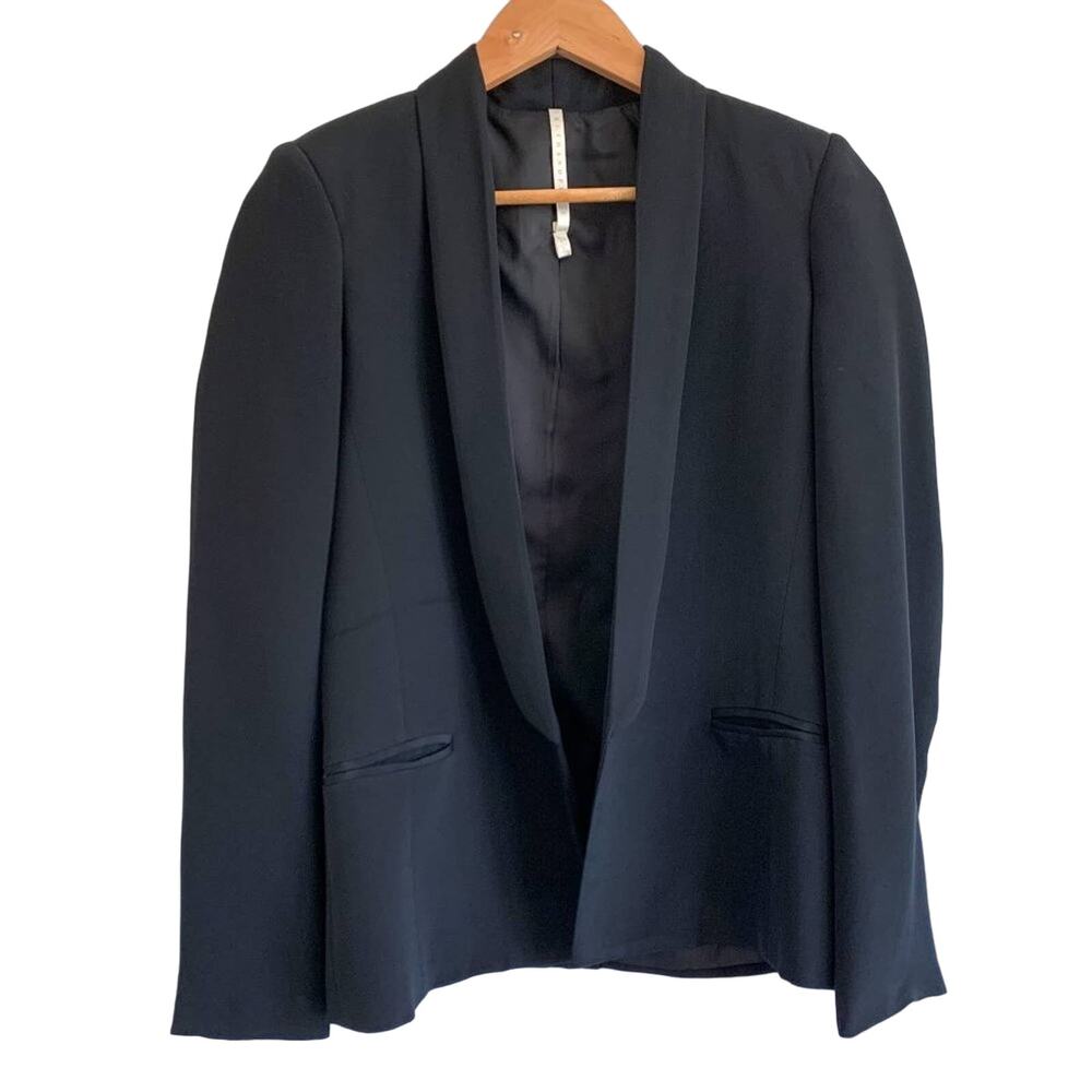 Truth and Pride 100% Silk Classic Open Front Blazer in Solid Black Size XS